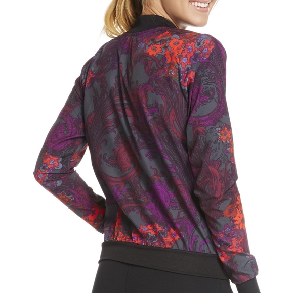Fabletics purple floral printed bomber jacket - Picture 3 of 13